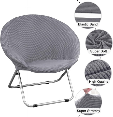 Aunite Jacquard Round Saucer Chair Cover, Stretch Moon Chair slipcover, Spandex Leisure papasan Seat Cover for Outdoor Camping Patio Fishing (Yellow,M) Aunite