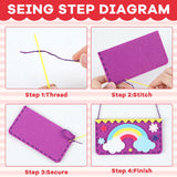 ZOIIWA 12Sets My First Felt Sewing Kit for Kid Arts Crafts Unicorn Felt DIY Craft Kit DIY Stuffed Mermaid Purse Bags Pillow with Instruction Embroidery Gift for Girl Boy Beginners Ages 4+ Learn to Sew ZOIIWA