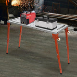 Welding Table 46 * 18in, 1000lbs Load Capacity Steel Welding Workbench Table on Wheels, Precise Localization Folding Work Bench for Welding, Sawing, Drilling Gdrasuya10