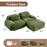 SoarFlash 81” Sectional Cloud Boneless Sofa Couches for Living Room-2 Seater L-Shaped Modern Lounge Couch-No Assembly Modular Corduroy Convertible Sponge Sleeper Sofas with Chaise for Home House,Green SoarFlash