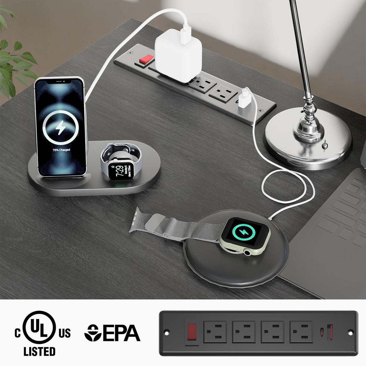 Farmhouse 47" Executive Desk, Computer Desk with Drawers and Storage Cabinet, Workstation Computer Desk for Home Office, Study. Vabches