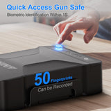 AINIRO Gun Safe for Handgun, Small Biometric Gun Safe with Built-in Handle Gun Lock Box for Pistols with Fingerprint, Keypad and Key Unlock Pistol Safe for Home, Car, Truck, Bedside Nightstand, Drawer AINIRO