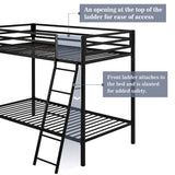 Allewie Metal Bunk Bed Twin Over Twin Size for Junior & Adults with Ladder and Heavy Duty Guardrail, Small Space Saving Design for Bedroom Kid Room and Dorm, Black Allewie