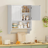 Iwell Bathroom Cabinet Wall Mounted with Towel Rack & Adjustable Shelf, Over The Toilet Storage Cabinet, Medicine Cabinet for Bathroom, White YSG005B Iwell
