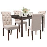 COLAMY 5-Piece Dining Table Set for 4, 60" Rectangular Farmhouse Kitchen Wood Table with 4 Tufted Dining Room Chairs, Brown/Beige COLAMY