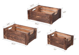 TIMRIS Set of 3 Rustic Wood Nesting Crates, Farmhouse Wooden Storage Container Boxes with Cutout Handles, Decorative Wooden Baskets for Display (Rustic Brown) TIMRIS