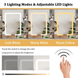 HUAHUU Vanity Desk with Mirror and Lights, Vanity Desk with Sliding LED Mirror, Makeup Vanity with Adjustable 3 Lights Modes, White Vanity with 5 Drawers & 2 Storage Cabinet, for Bedroom HUAHUU