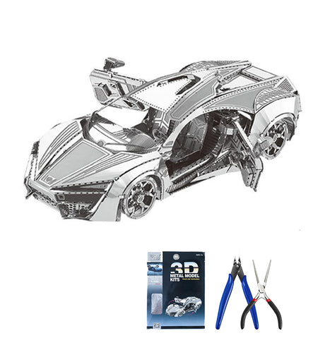 DIY 3D Car Metal Model 3D Puzzle 3D Laser Cut Jigsaw Toys 3D Metal Model Kit for Adults&Kids Mechanical Model Educational Toy Indoor Decoration Desk Toy Birthday Gift Collection Brain Teaser Puzzles feiwo