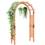 Giantex 7.7FT Wooden Garden Arbor Trellis, Outdoor Pergola Arch with Climbing Plant Support, Wood Wedding Arch for Ceremony, Pathway, Birthday Party, Garden Décor, Weather-Resistant, Easy Assembly Giantex