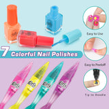 Amagoing Kids Nail Polish Set for Girls, Nail Kit for Girls Ages 7-12 with Nail Dryer, 2 in 1 Nail Pens, Sticky Cartoon Press on Fake Nail, DIY Sticker, Nail Set Play Salon Birthday Christmas Gift Amagoing