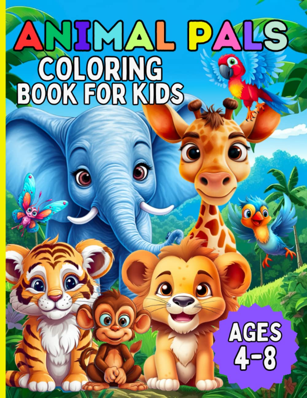 Animal Pals Coloring Book: Cute Animal Coloring Book For Kids Ages 4-8