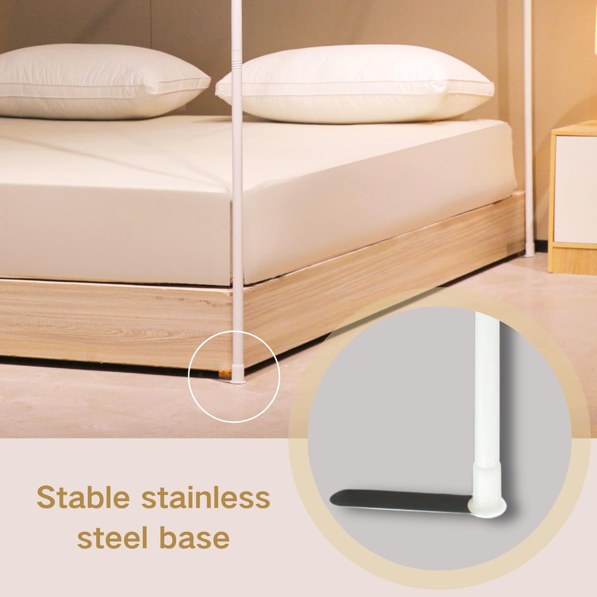 Beyeutao Queen Bed Canopy Frame - White Canopy Bed with Four Poster Frame, Mosquito Net and Bed Curtains for Indoor or Outdoor Play Tent Beyeutao