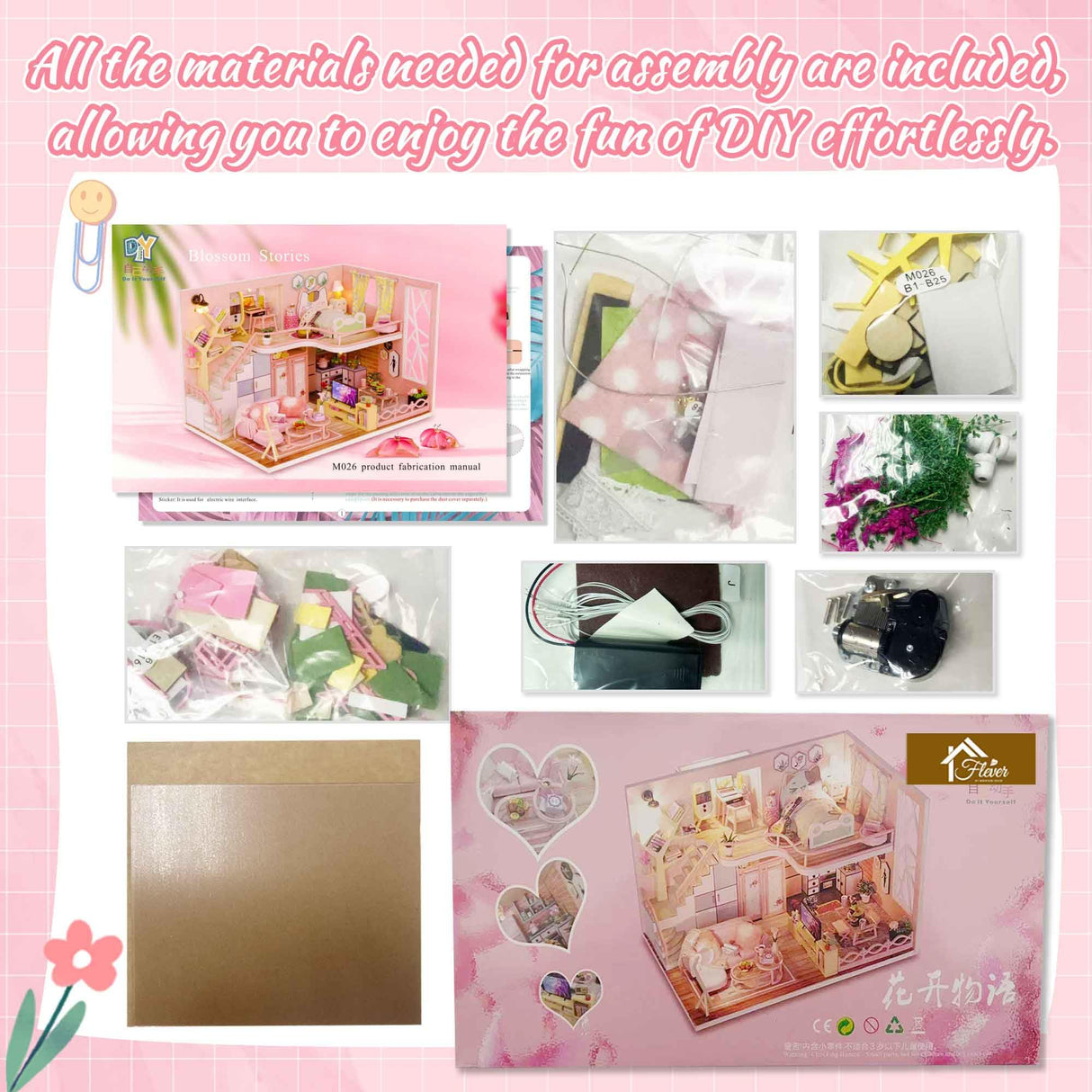 Flever Dollhouse Miniature DIY House Kit Creative Room with Furniture for Romantic Valentine's Gift (Blossom Stories) Flever