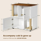 Litter Box Enclosure for 2 Cats, Hidden Litter Box Furniture with Double Room, Dog-Proof Litter Box Enclosure, Cat Washroom Furniture with Shelf and Cat Scratching Post, Suitable for Most Litter Boxes Fmlud