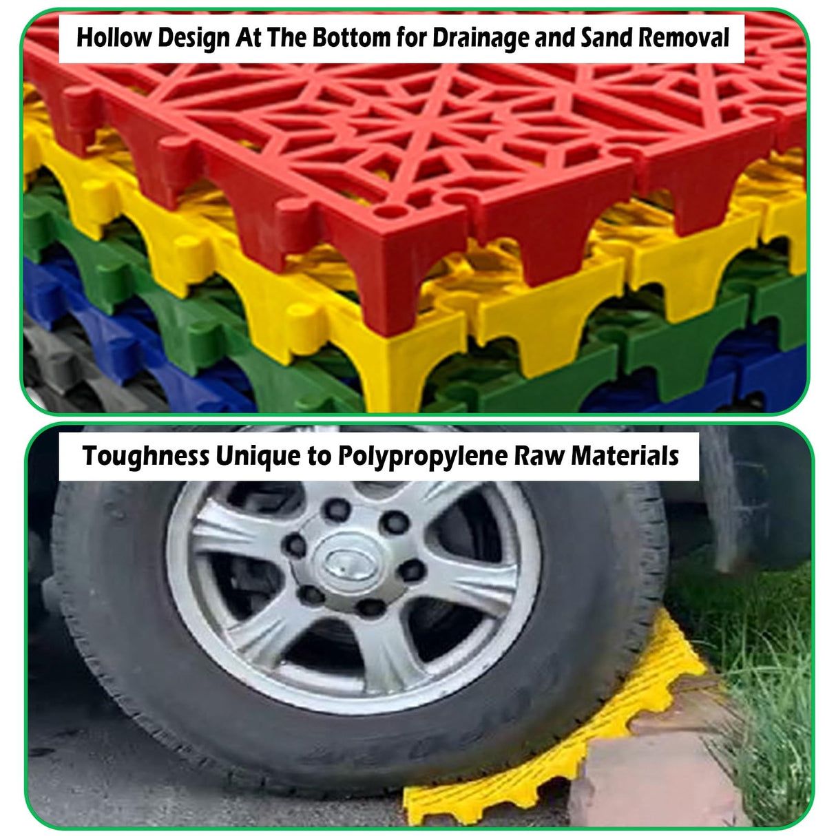 Interlocking Grille Floor Tiles with Drain Holes, 15.7x15.7in Garage Floor Tiles Interlocking Outdoor Car Wash Non Slip Splicing Mats for Patio, Pool, Balcony, Yard(40x40x3cm-4pcs) YIQIFLY