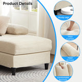 Mjkone 4 Seater Sectional Sofa Couches for Living Room Sets Furniture, 112" Width U-Shaped Corduroy Living Sofa Set with Double Chaises, Sleeper Couch Set with Pillows for Home, Loft, Apartment, Beige Mjkone