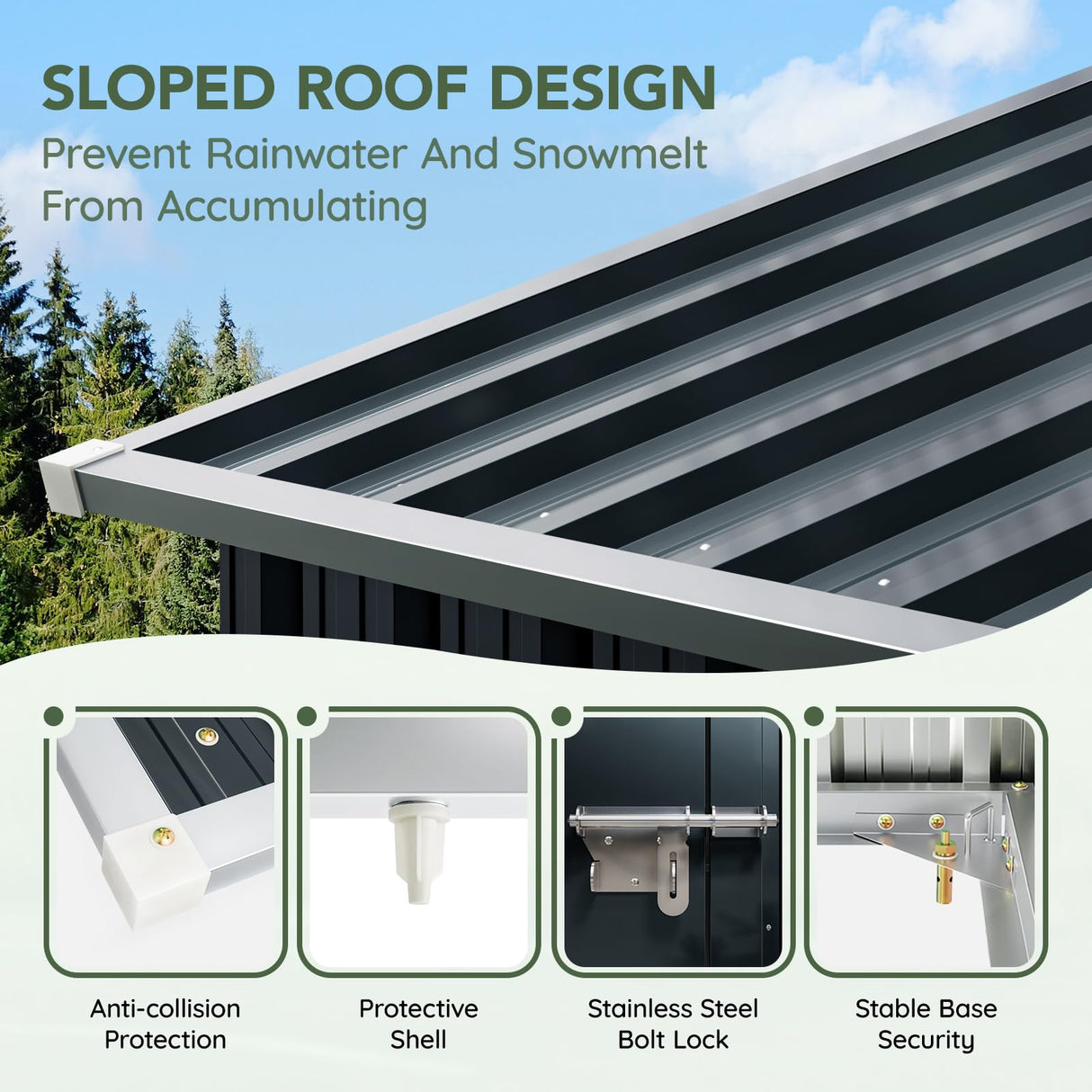 Grovellis 3x5 FT Outdoor Metal Storage Shed with Floor Frame, Single Door, 1 Clear Window, Tool Shed for Garden, Patio, Backyard Grovellis