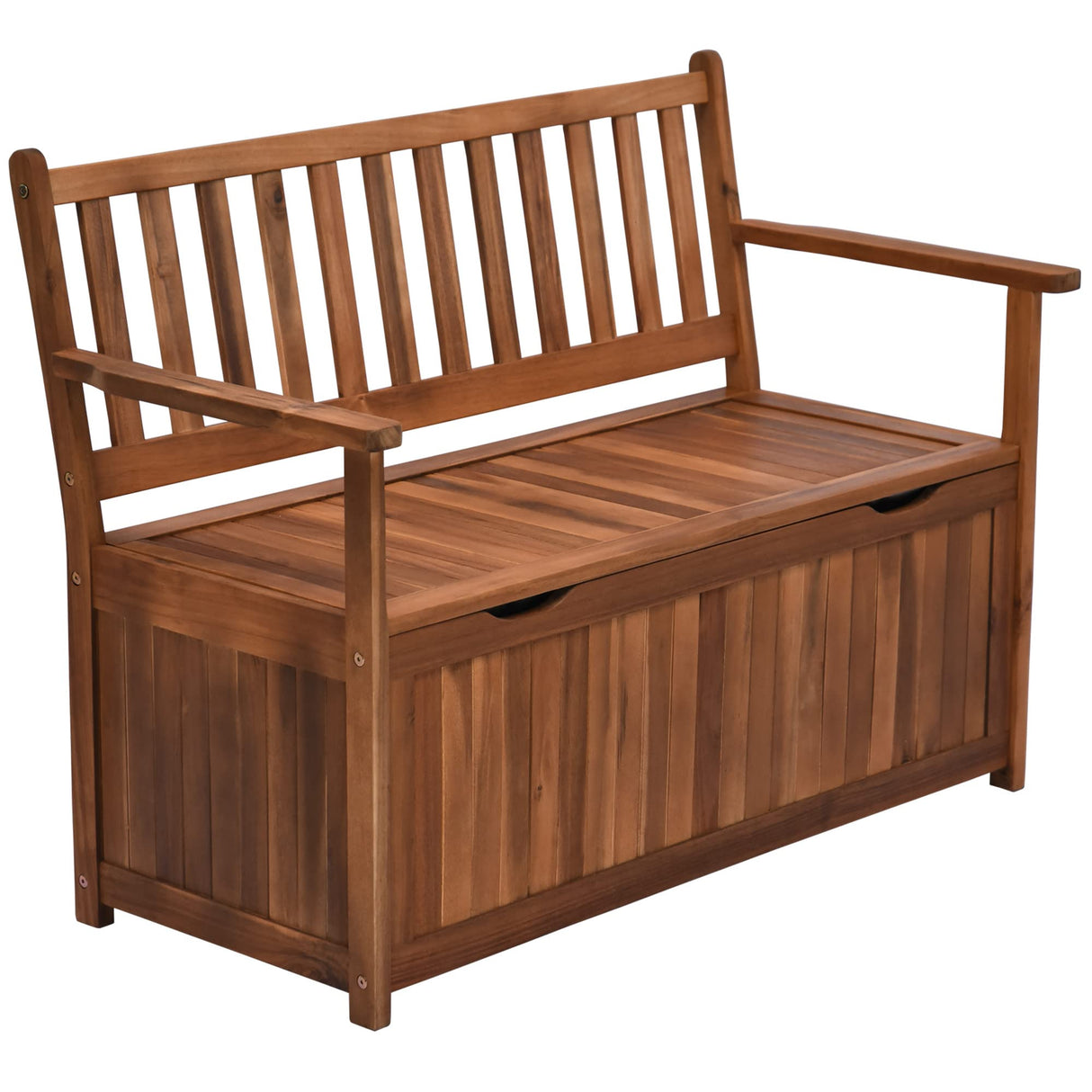 Outsunny Teak 41 Gallon Outdoor Storage Bench with Waterproof Lining and 2-Seat Capacity Outsunny