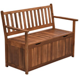 Outsunny Teak 41 Gallon Outdoor Storage Bench with Waterproof Lining and 2-Seat Capacity Outsunny