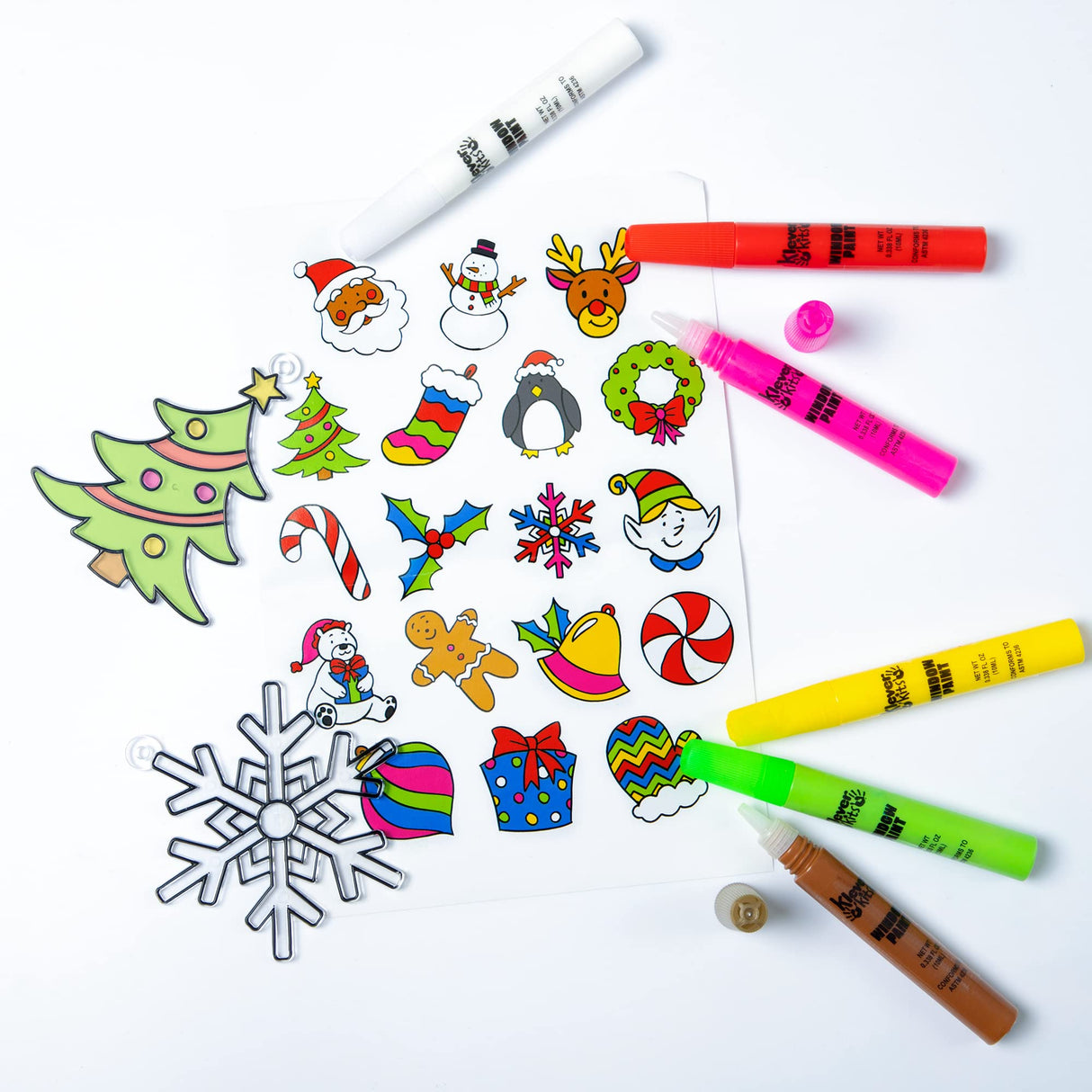 JOYIN Christmas 18 PCS Window Sun Catchers DIY Paint Art and Craft Kit, Make Your Own Window Clings for Christmas Holiday Decorations,Kids Art Project JOYIN