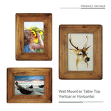 icheesday Picture Frame 5x7 Inch,Rustic Wood Photo Frames with Real Glass,Wall Hanging and Tabletop Standing,Vertical or Horizontal Display (Brown) icheesday