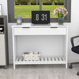 TaoHFE White Narrow Console Table with Storage Modern Wood Entryway Table with Drawer Hallway Table Sofa Tables for Living Room, Entrance Tables for Front Door Corridor, Office, White TaoHFE