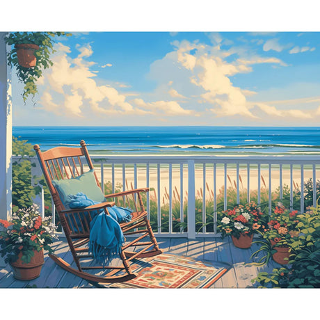 Yezavesu Beach Paint by Numbers Kit for Adults Beginner, Beach Landscape Adult Paint by Number Kits on Canvas Without Frame, DIY Acrylic Painting by Numbers for Home Wall Decor Gift 16x20 Inch Yezavesu