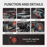 RC Off-Road SUV Wrangler Black Warrior Building Kits, 1/8 Scale Pickup Truck Car with Remote Control Lights, Challenge Building Blocks Gift for Technical Enthusiasts Adults & Teens Age 14+ (2272PCS) MOCBROPCS