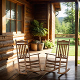 BplusZ Outdoor Patio Rocking Chairs Set of 2 Porch Wooden Comfy Rockers for Adult Furniture Indoor Outside Camping Balcony Garden Backyard Lawn and Bistro, Brown BplusZ