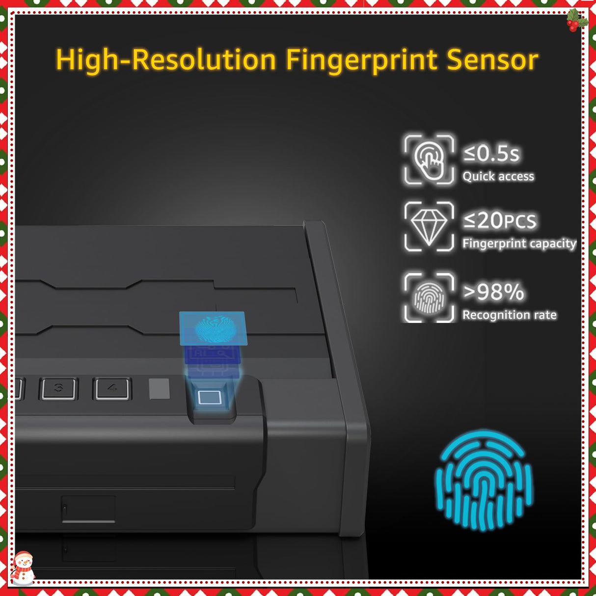 [ 20% Larger capacity ] Biometric Gun Safe for Handgun,Fingerprint Safe Box for Guns,Electronic Quick-Access Pistol Safe Nightstand hidden gun storage for Bedside Home Lock Box,Black XPEDITION