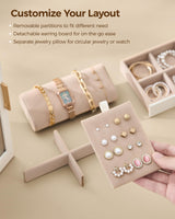 Glimmloop 360° Rotating Jewelry Box with 7 Drawers, Spacious Vertical Jewelry Organizer with Glass Window, Jewelry Storage Case, Dustproof & Moisture-resistant Design, White Glimmloop