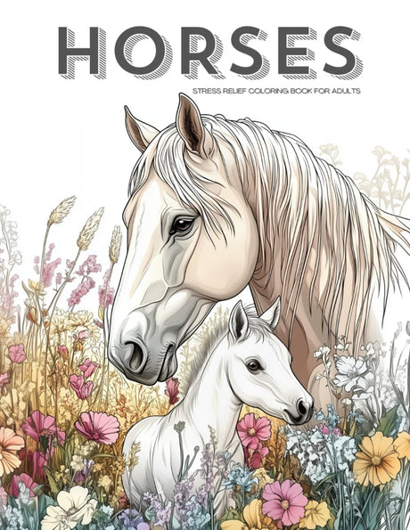 Realistic Horses and Landscapes Coloring Book, a Nature & Wildlife Coloring Activity for Teens, Adults & Seniors: Grayscale Foals, Ponies & Wild ... Book Set for Teens Adults and Seniors) Majosta