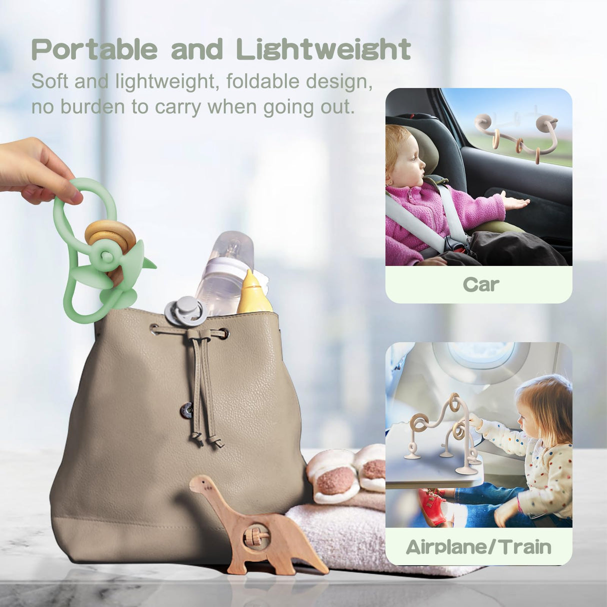 oiimllby Baby Teething Toy, High Chair Suction Cup Toys for Infant Toddlers 0-6M, Food Grade Silicone Teether, Educational Parent-Child Baby Toys, Montessori Sensory Toy for Babies 6-12Months (Green) oiimllby