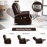 HAOMARKETS Classic Power Recliner Chair with Massage and Heat, Breathable Faux Leather Electric Recliner with USB Port, Overstuffed Reclining Sofa with Rivets for Living Room HAOMARKETS