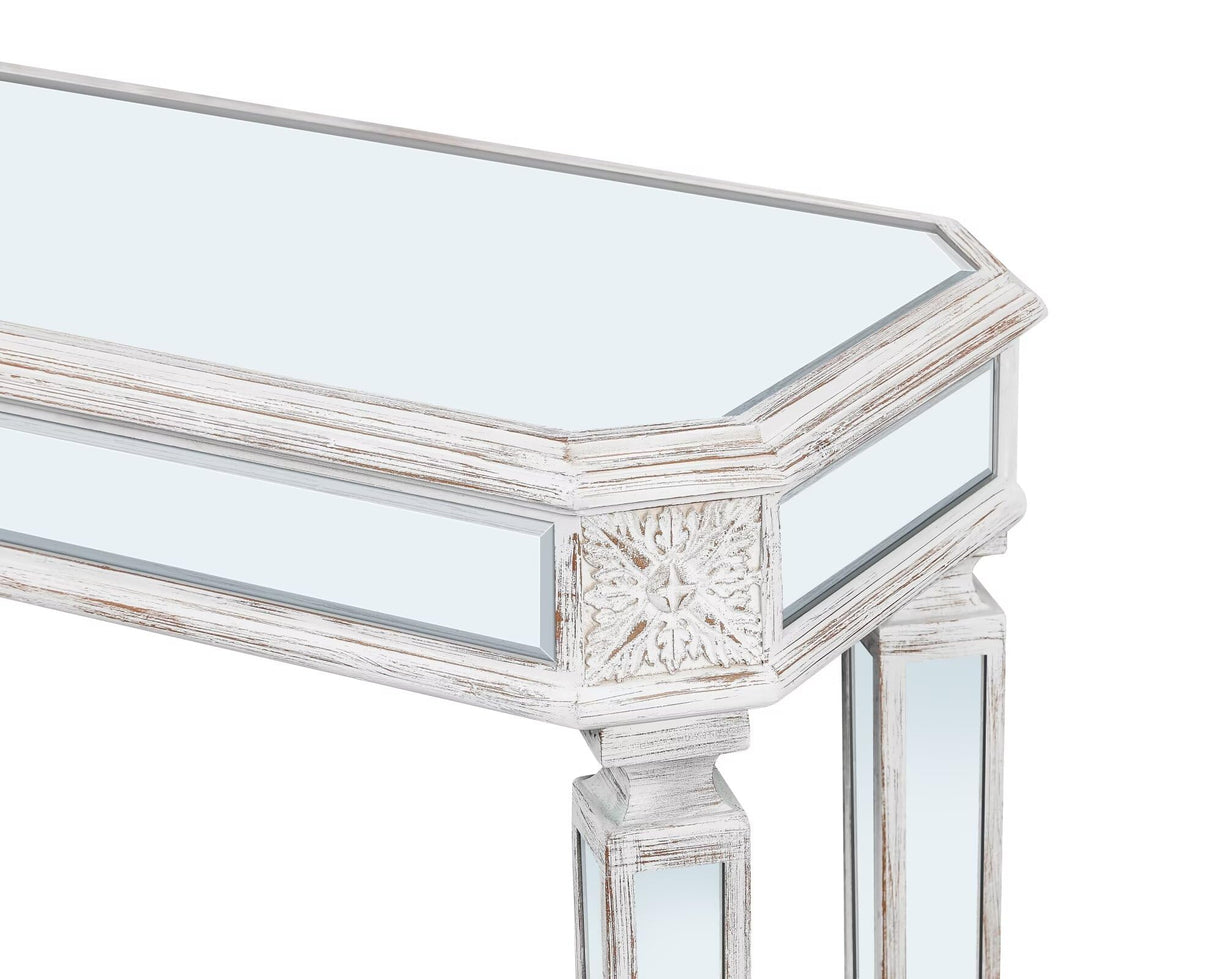 48-Inch Mirrored Console Table,Modern Entryway Table Glass Sofa Table with Mirror Finish, Rectangle Narrow,Accent Foyer Table for Living Room,Hallway, Entrance (Silver) JIJIWANG