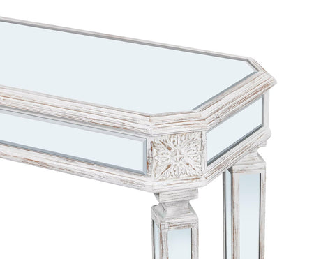 48-Inch Mirrored Console Table,Modern Entryway Table Glass Sofa Table with Mirror Finish, Rectangle Narrow,Accent Foyer Table for Living Room,Hallway, Entrance (Silver) JIJIWANG
