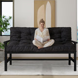 YOSHOOT 6 Inches Futon Mattress Full Size, Thick Futons Sofa Couch Bed, Floor Mattress for Adults, Shredded Foam Filling, Medium Firm(Frame Not Included), Black(54"x75") YOSHOOT