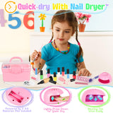 Kids Nail Polish Set for Girls, Nail Art Kit with Nail Dryer & Storage Case, Non-Toxic Peel-Off Quick Dry Nail Polish for Kids, Birthday Christmas Gift for Kids Ages 6-12 FUSPWEAO