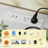 TV Stand Dresser with LED Lights & Power Outlets, Entertainment Center for 50" Inch TV, 5 Drawers TV Stand for Bedroom Dresser with Shelves for Living Room, Sturdy Metal Frame, White EnHomee