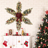 hogardeck Snowy Christmas Star Wreath, 48 Inch Artificial Large Christmas Wreath with Berry Pine Cones Bow-tie 120 Lights, Pre-lit Snowflake Wreath for Xmas Home Wall Front Door Indoor Outdoor, 4 FT﻿ hogardeck