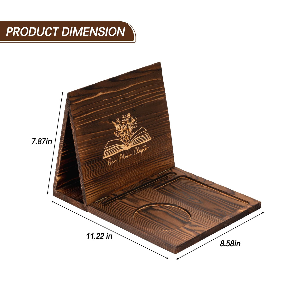 Wooden Book Holder Stand for Page Rest Nook Reading Valet with Coffee Mug Cup Glasses Pen Ipad Holder for Nightstand Desktop Bedside Birthday Gifts for Book Lovers Readers (Dark Brown) GloxwRiyt