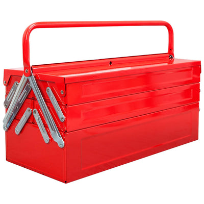 TCE ANTBC-128U-1 Torin 18" Metal Tool Box, Portable Steel Tool Cabinet with 5 Cantilever Tool Trays, Red
