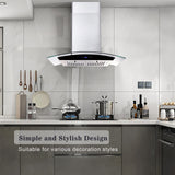 Range Hood 30 Inch, Tieasy Wall Mount Kitchen Hood with Ducted/Ductless Convertible Duct, Stainless Steel Chimney and Baffle Filters, Touch Control Fan Timer, LED Lights, 3 Speed Fan Tieasy