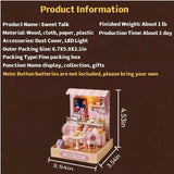 OZJAY DIY Miniature House Kit with Dust Proof Cover, 1:24 Scale Creative Room Mini DIY Wooden Dollhouse Miniature Kit for Adults Teen, Sweet Talk OZJAY