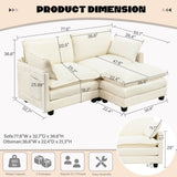 GlasFlength Sectional Couches for Living Room - L Shaped Couch Cloud Couch Comfy Sectional Couches, 77.6" 2 Seat Sofa Comfy Sectional with Ottoman/Pillows for Apartment, Bedroom, Cream White GlasFlength