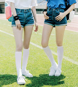 Senker Women's 4 Pairs Cotton Knee High Casual Solid Knit Socks, B_white, Medium Senker Fashion