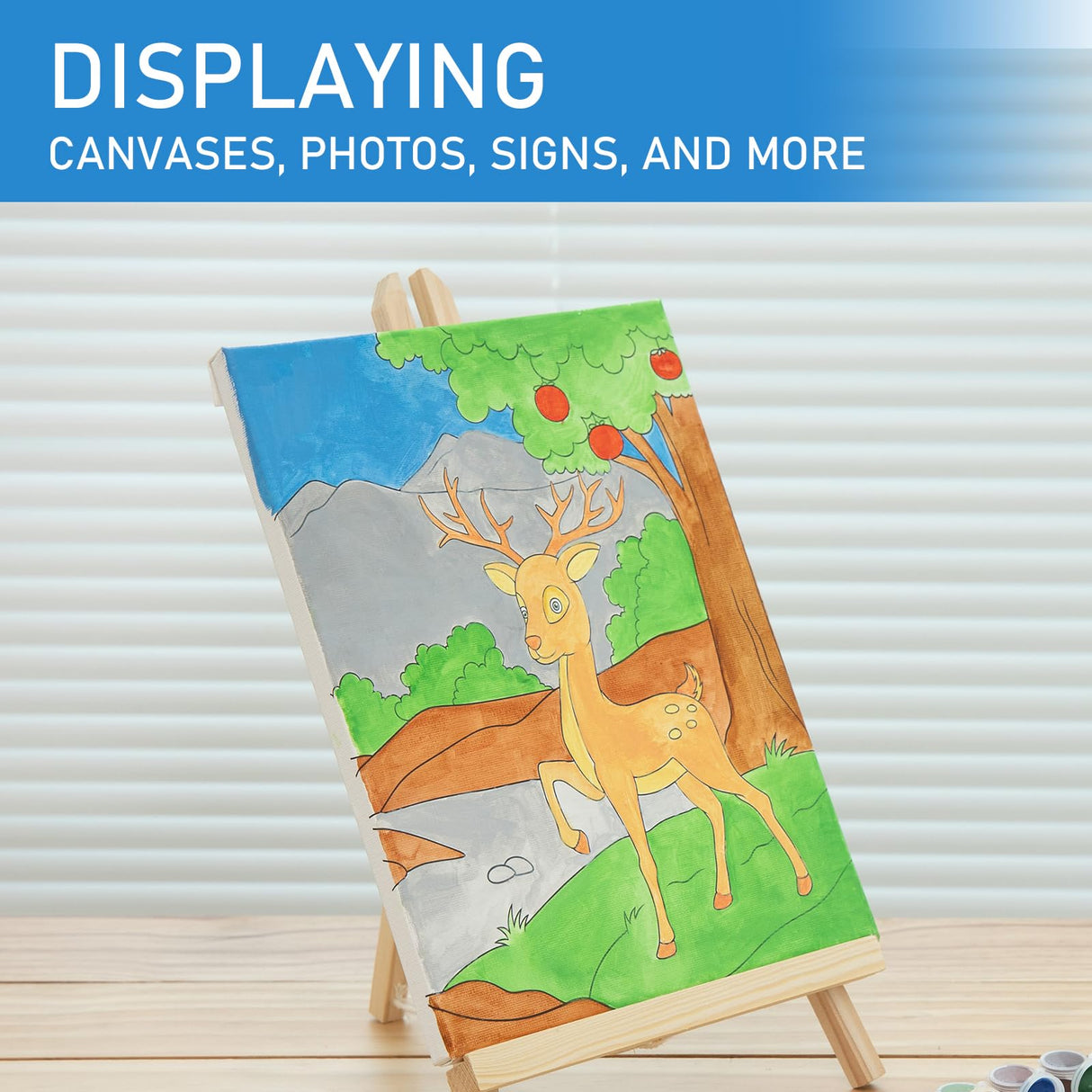 Falling in Art 16 Inch Wood Easel Stand, Tabletop Display Stand A-Frame Artist Easel for Painting Canvas, Portable Photo, Picture and Sign Holder (4 Pack) Falling in Art
