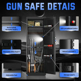 Lnoauys 8-10 Gun Safe for Rifles and Pistols, Gun Cabinets for Rifles and Shotguns, Long Gun Safe for Home Rifle and Pistols with Dual Alarm & Mute Mode, Gun Cabinet with Quick Access and Gun Rack Lnoauys
