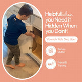 Hidden Helper Stow-Away Kid's Step Stool, Montessori Folding Two-Step Stool for Child Independence, Bamboo Wood Toddler Stepping Stool for Bathroom and Kitchen Hidden Helper
