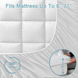 HYLEORY King Mattress Pad Quilted Fitted Mattress Protector Cooling Pillow Top Mattress Cover Breathable Fluffy Soft Mattress Topper with 8-21" Deep Pocket HYLEORY